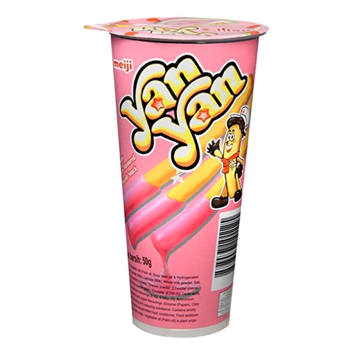 Meiji Yan Yan Creamy Strawberry Flav Dip Biscuit Snack 50g