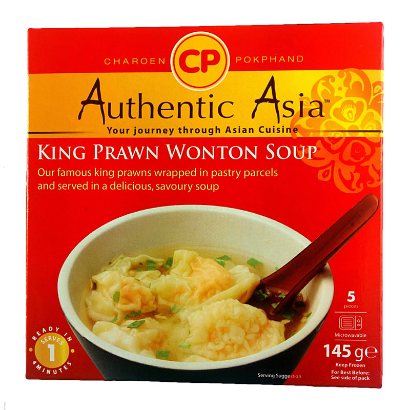 CP hand wrapped king prawn wonton soup 