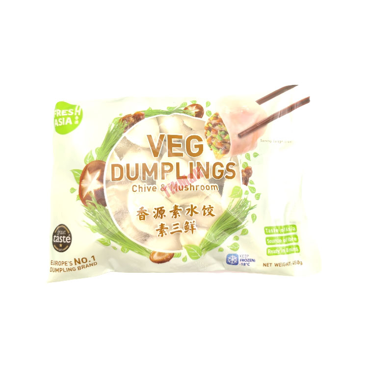 F&A Veg Dumplings Chive&Mushroom 450g