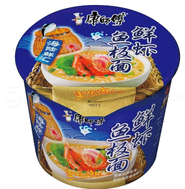 康师傅鲜虾鱼板桶面101g