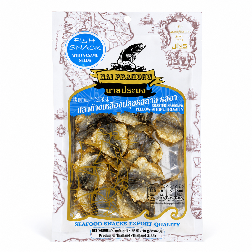 Nai Pramong Roasted Seasoned Yellow Stripe Trevally Sesame Flavour 40g