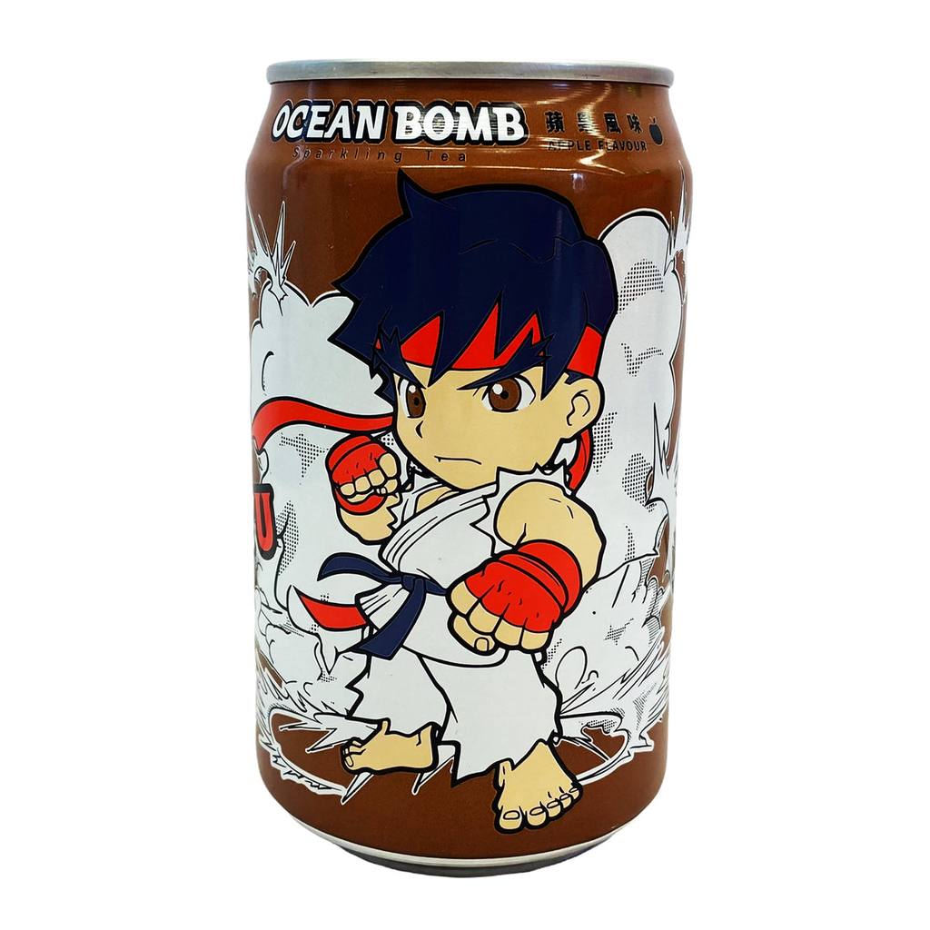 Ocean Bomb x Street Fighter (Ryu) Sparkling Tea - Apple Flavour 330ml