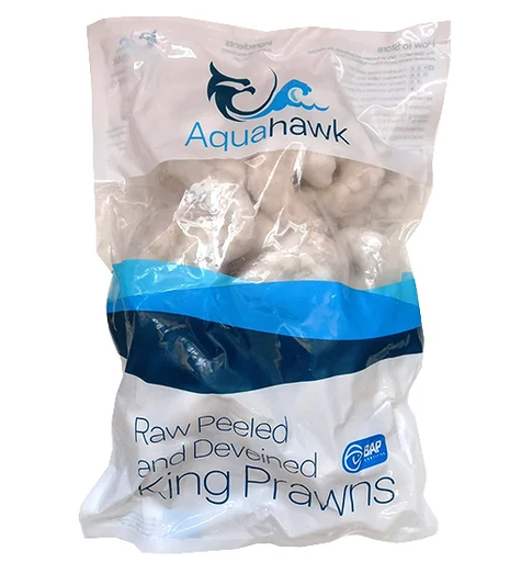 AQUAHAWK Raw Peeled And Deveined King Prawns 21/25 1KG