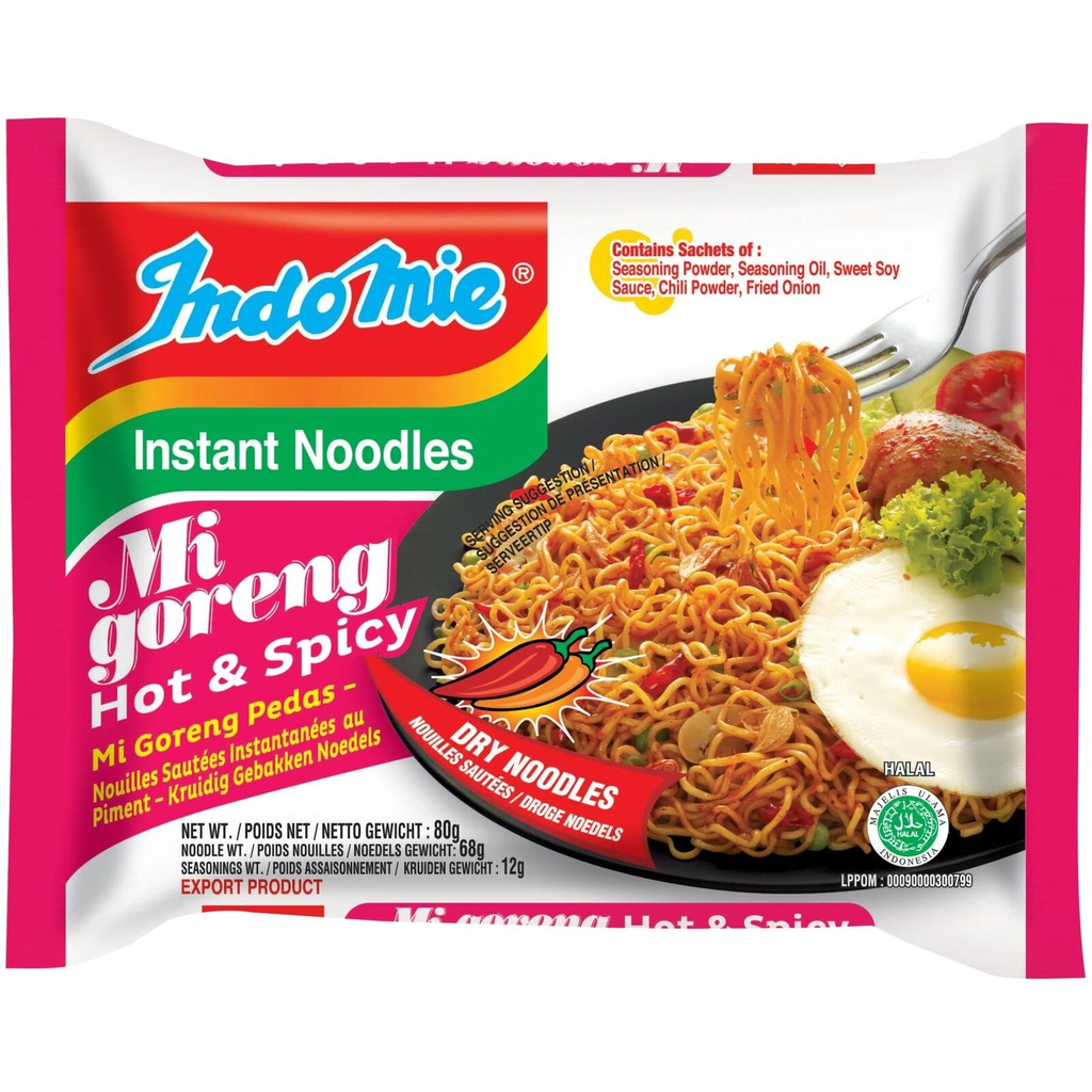 Indomie Instant Noodles Mi Goreng Hot Spicy Pedas 80g