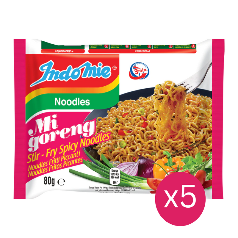 INDOMIE Mi goreng Stir Fry Spicy Noodes 80gx5