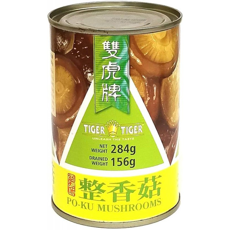 Tiger Tiger Po-Ku Mushrooms (Whole) Drained Weight 156g Net Weight 284g