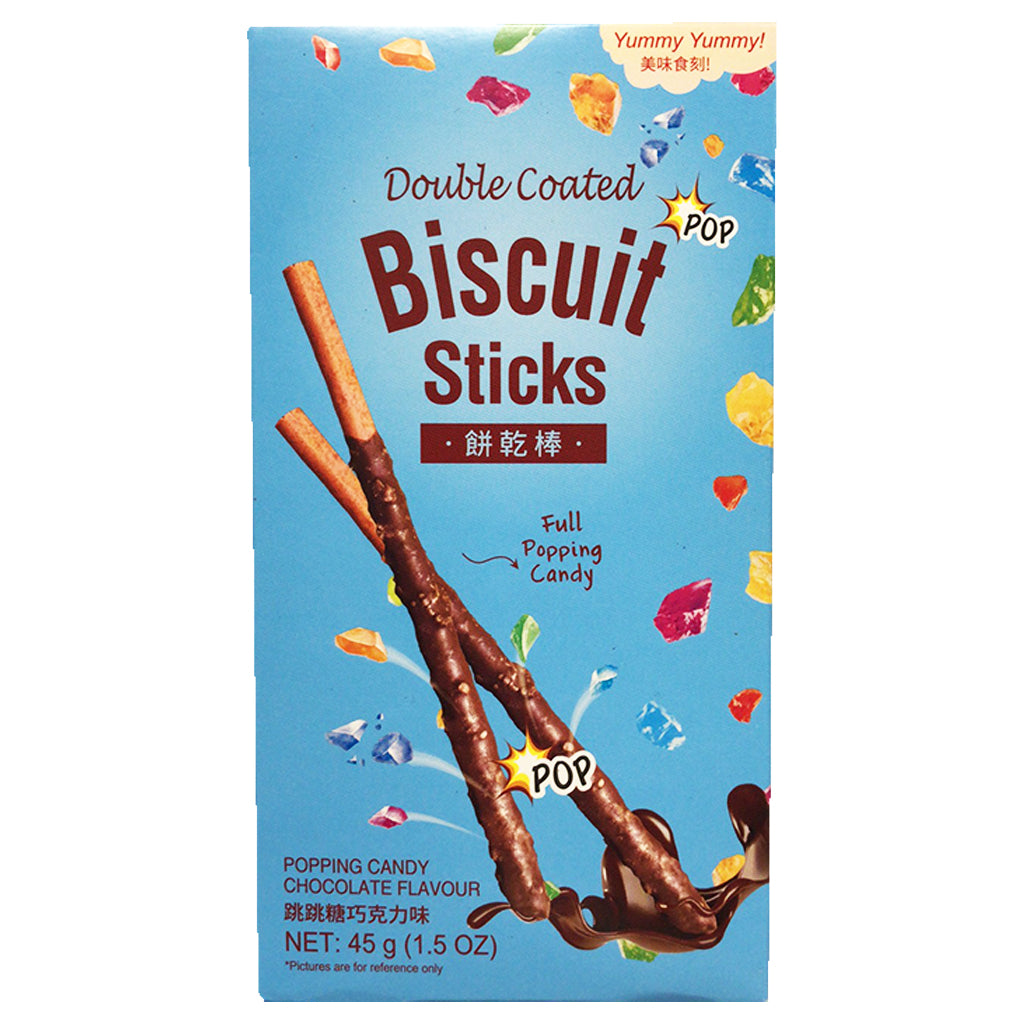 Double Coated Biscuit Sticks- Choco Popping Candy Flav 45g