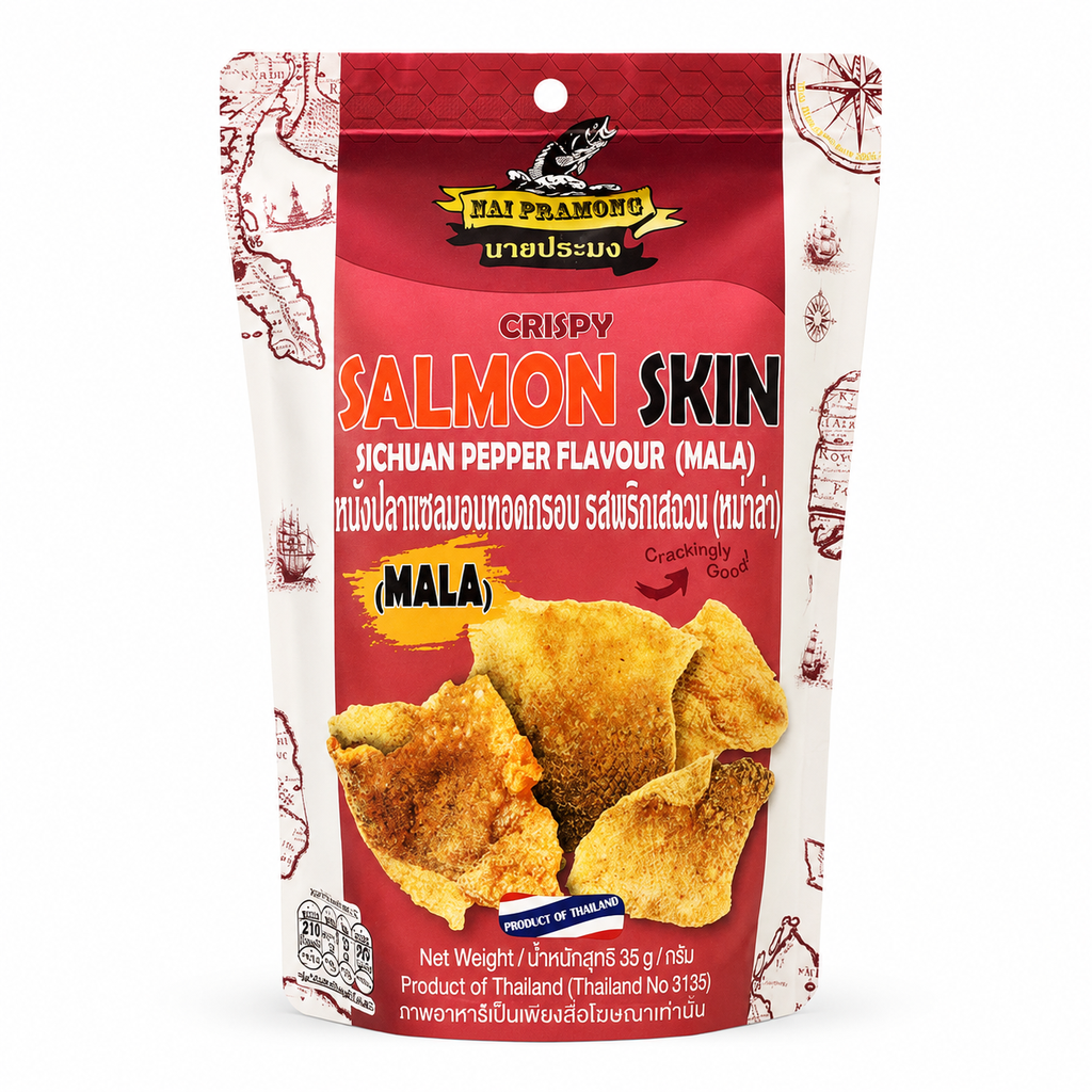 Nai Pramong Crispy Salmon Skin Sichuan Pepper Flavour 35g