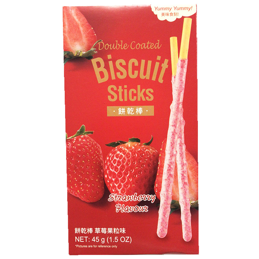 Double Coated Biscuit Sticks Strawberry Flav 45g