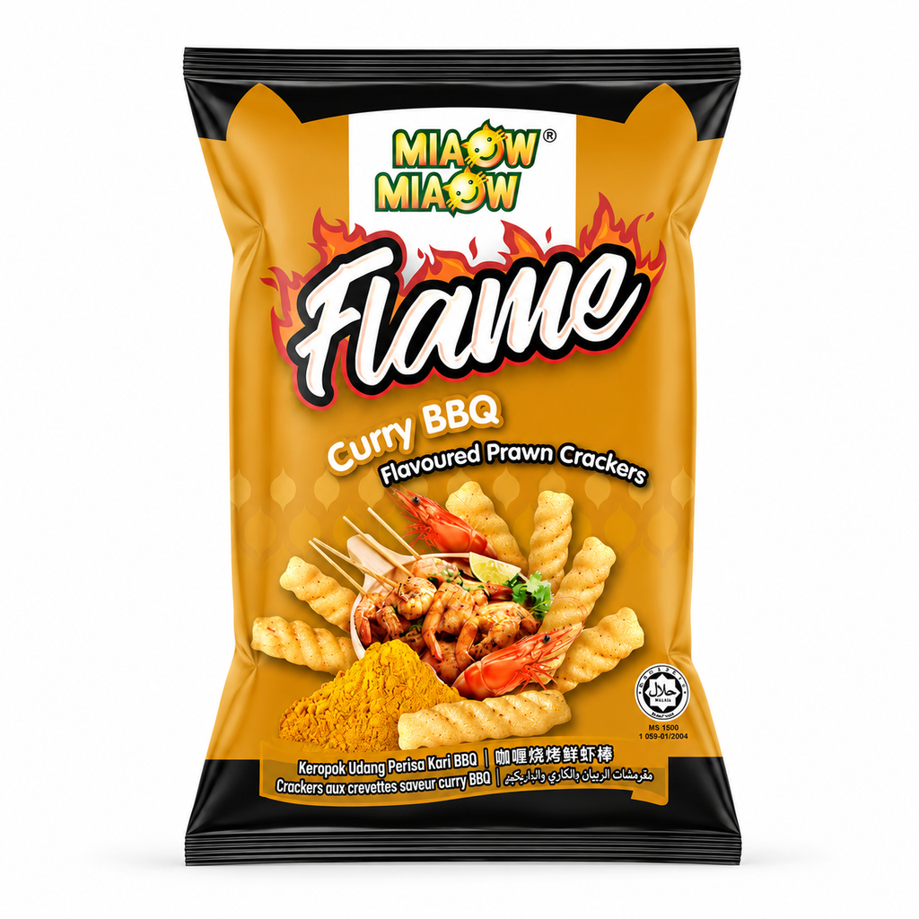 MIAOW MIAOW Flame Curry BBQ Prawn Crackers 50g