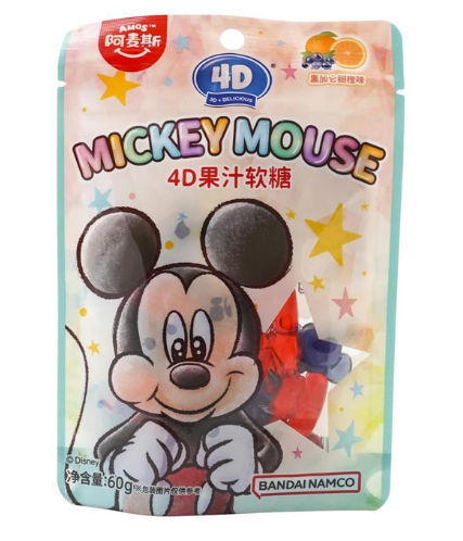 AMOS MICKEY MOUSE 4D果汁软糖黑加仑甜橙味60g