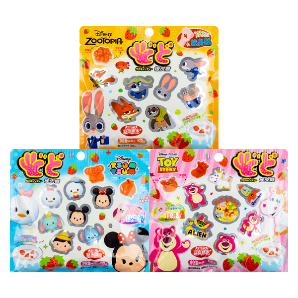 AJITENKA Disney Gummy Strawberry Yogurt Flav with Tattoo Stickers 40g