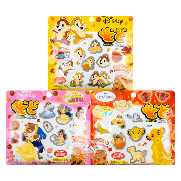AJITENKA Disney Gummy Bubble Tea Flav with Tattoo Stickers 40g