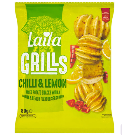LAILA Chilli & Lemon Grills Potato Snacks 80G