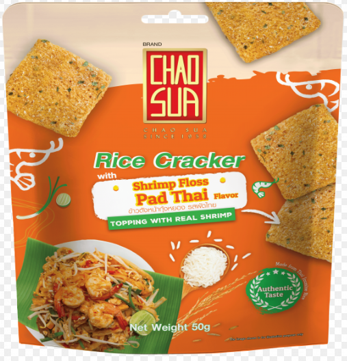 CHAO SUA Rice Cracker Shrimp Floss Pad Thai Flavour 50G