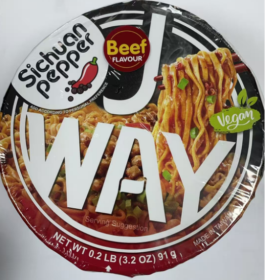 JWAY Sichuan Pepper Spicy Beef Flavour Stir Fried Noodles 90G