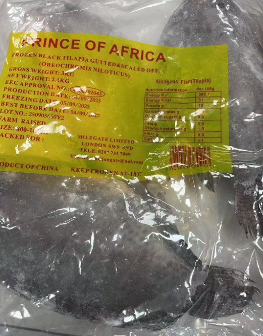 Prince of Africa XL Frozen Black Tilapia Gutted & Scaled off 3KG