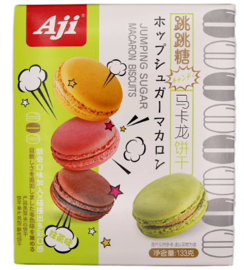 AJI Popping Candy Macaron Biscuit Matcha Flavor 133G