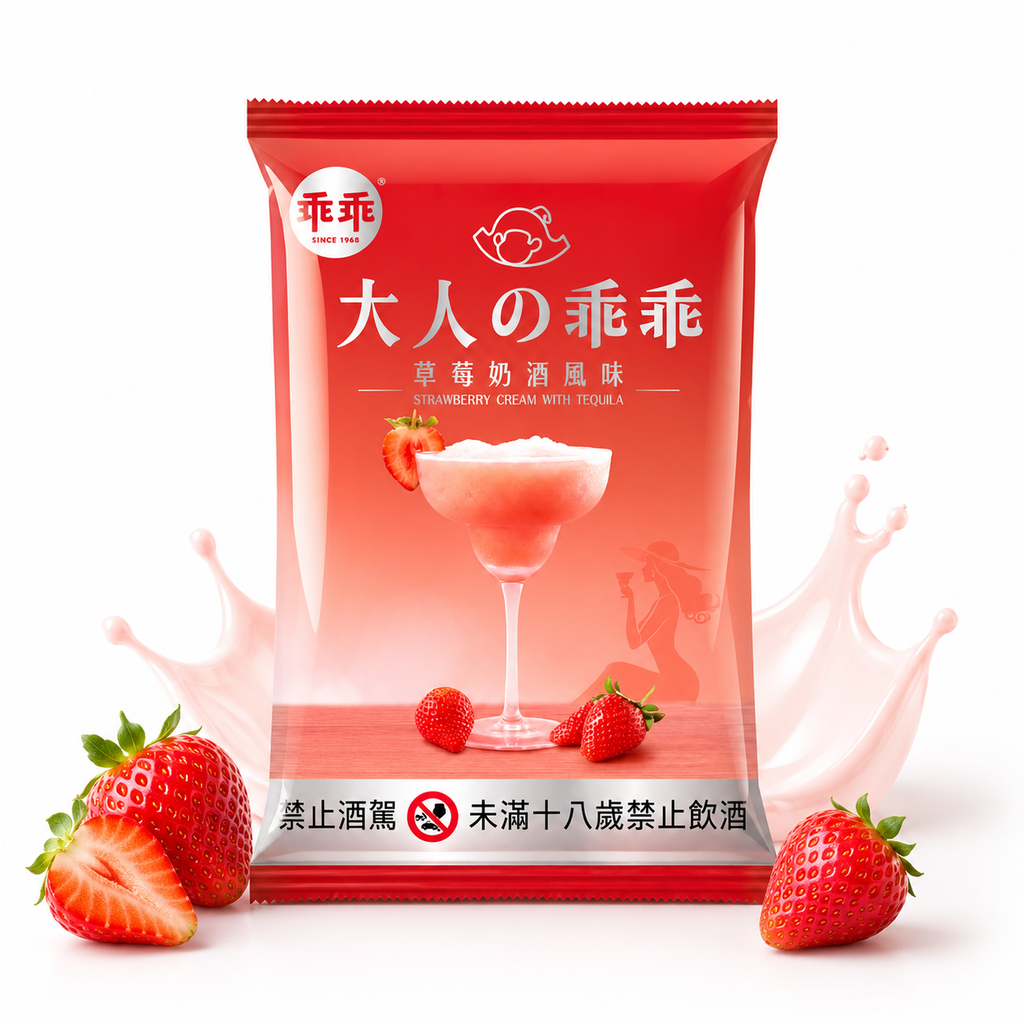 KUAI KUAI Corn Snack Strawberry Cream with Whiskey 75G